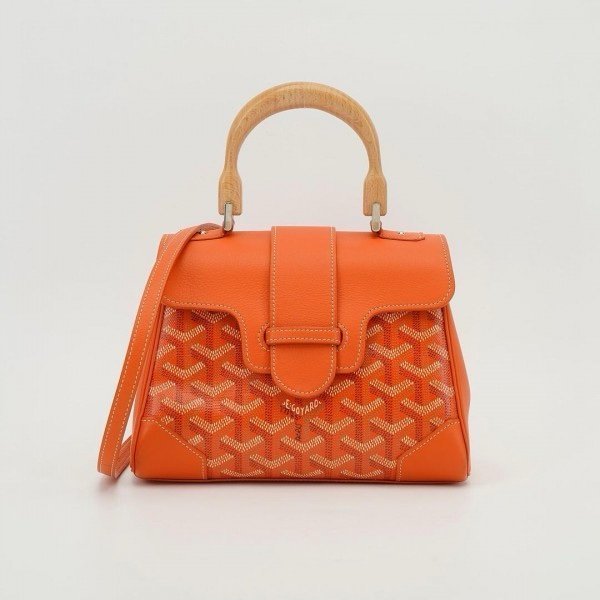 Goyard Orange Goyardine Coated Canvas and Leather Mini Saigon Top Handle Bag