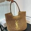 YSL Saint Laurent Icare Raffia Jute Tote Bag With OG Box & Dust Bag (Brown - 991)