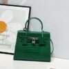 Hermes Blanc Crocodile Niloticus Green Encrusted Birkin Bag With OG Box & Dust Bag(1028 Green)