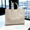 Louis Vuitton LV On The Go Monogram Leather Tote Bag With Dust Bag (Cream - 695)